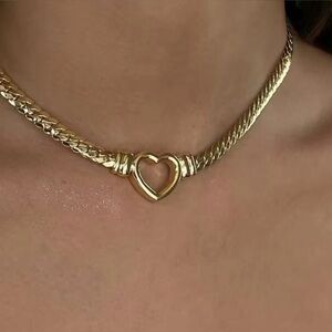 Gold Heart Necklace Stainless steel with hold plating
